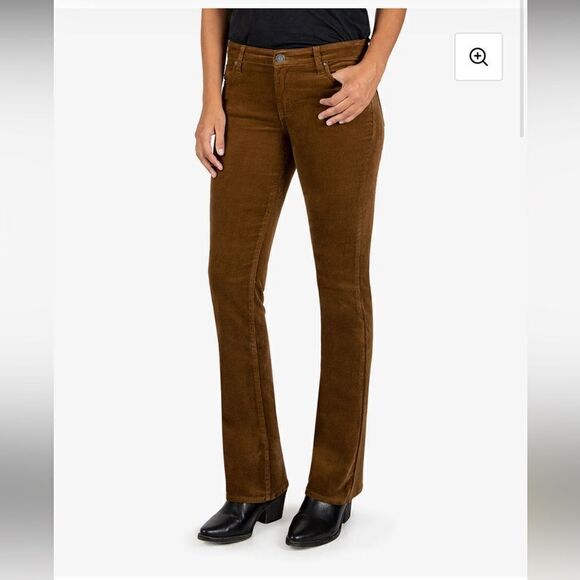 Kut From The Kloth Karen Stretch Baby Bootcut Corduroy Cognac, Size 14, NWT - Picture 1 of 9